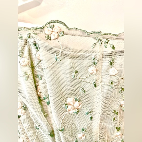 Victorias Secret Mint Green Floral Embroidered Strapless Corset / Bustier - Picture 2 of 7
